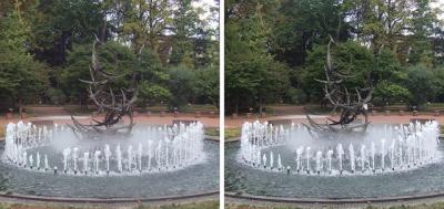 日比谷公園の小噴水 平行法ステレオ立体３Ｄ写真