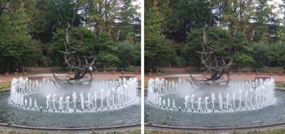 日比谷公園の小噴水 交差法3D立体ステレオ写真