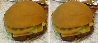 ウェンディーズ ハンバーガー 交差法3D立体ステレオ写真