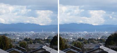 奥嵯峨方面から望む京の町 交差法3Dステレオ立体写真