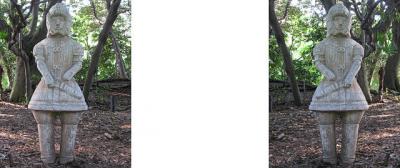 埴輪（はにわ）のオブジェ ミラー法ステレオ立体３Ｄ写真