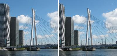 中央大橋と東京スカイツリー 交差法3Dステレオ立体写真