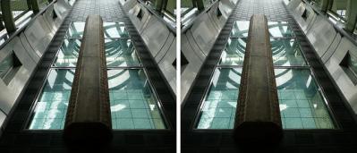 明石海峡大橋 見学通路透明の床 交差法3Dステレオ立体写真