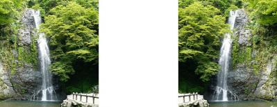 箕面の滝 ミラー法3Dステレオ立体写真
