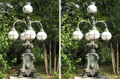 皇居正面石橋旧飾電燈 平行法3Dステレオ立体写真