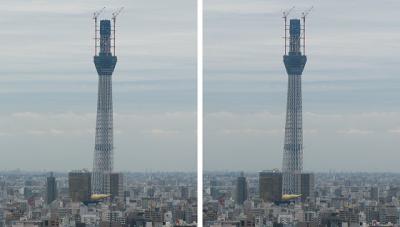 東京スカイツリー470m 交差法ステレオ立体３Ｄ写真