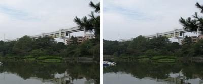 千葉公園とタウンライナー 平行法ステレオ立体３Ｄ写真