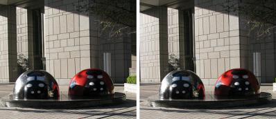 東京都庁 テントウムシのオブジェ 平行法3Dステレオ立体写真