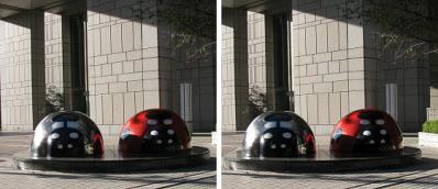 東京都庁 テントウムシのオブジェ 交差法3D立体ステレオ写真