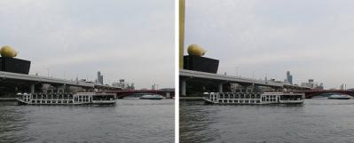 浅草吾妻橋の水上バス 平行法ステレオ立体３Ｄ写真