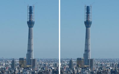 東京スカイツリー497m 交差法ステレオ立体３Ｄ写真