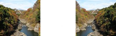 秋紅葉の高津戸峡 ミラー法ステレオ立体３Ｄ写真