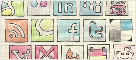 Free social networking hand drawn doodle icon set
