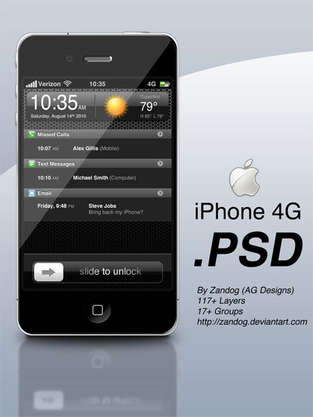 Apple iPhone 4G .PSD